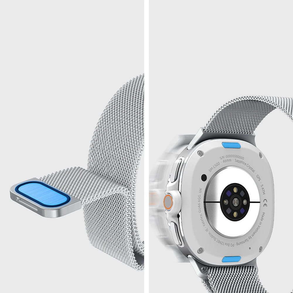 Bracelet Spigen Metal Fit pour Samsung Galaxy Watch9 / Watch8 / Watch8 Classic Series, Argenté AMP10121