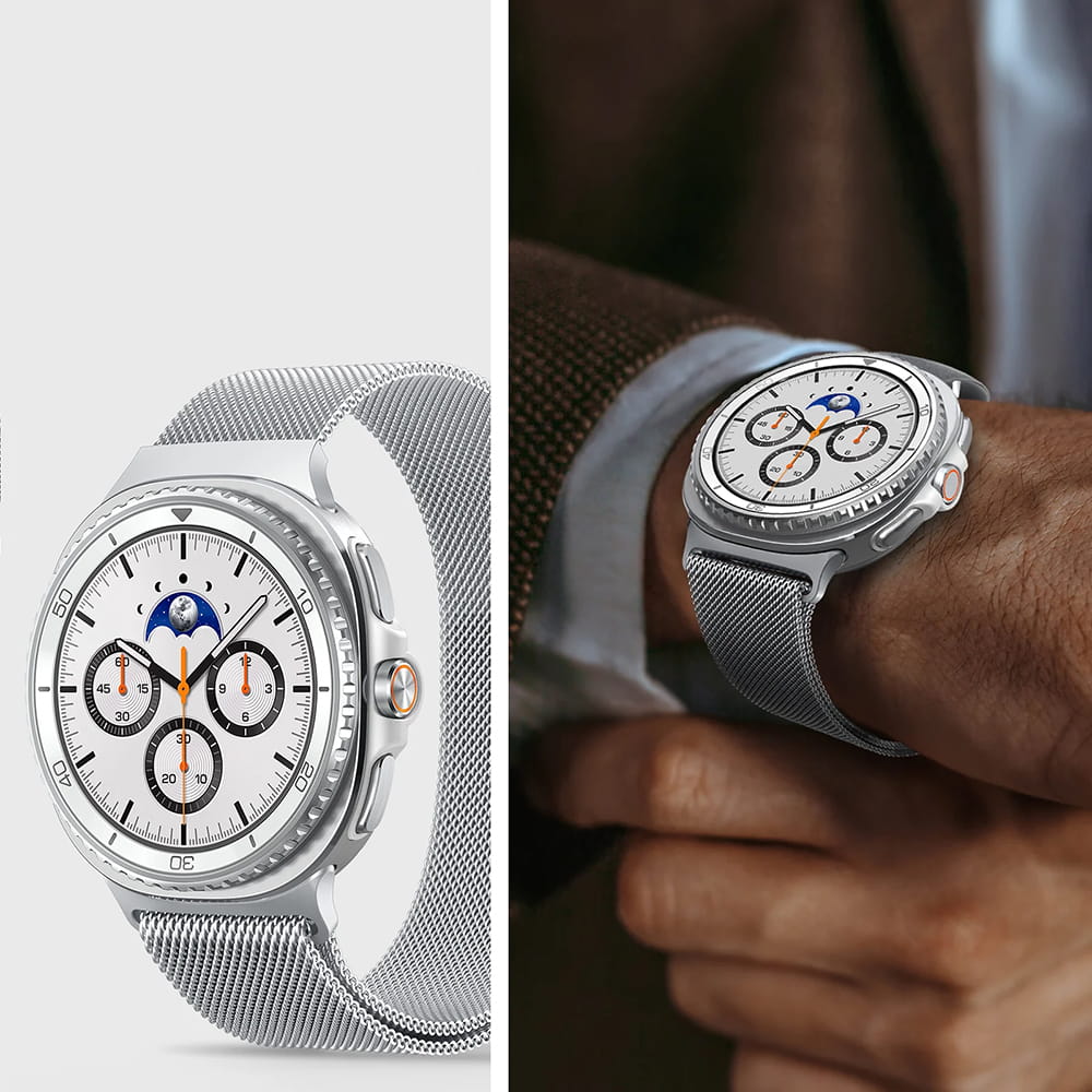 Bracelet Spigen Metal Fit pour Samsung Galaxy Watch9 / Watch8 / Watch8 Classic Series, Argenté AMP10121