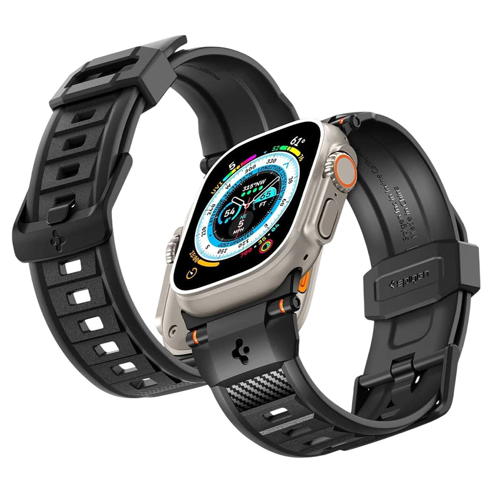 Bracelet Spigen Rugged pour Apple Watch Series 49 mm / 46 mm / 45 mm / 44 mm, noire AMP07105