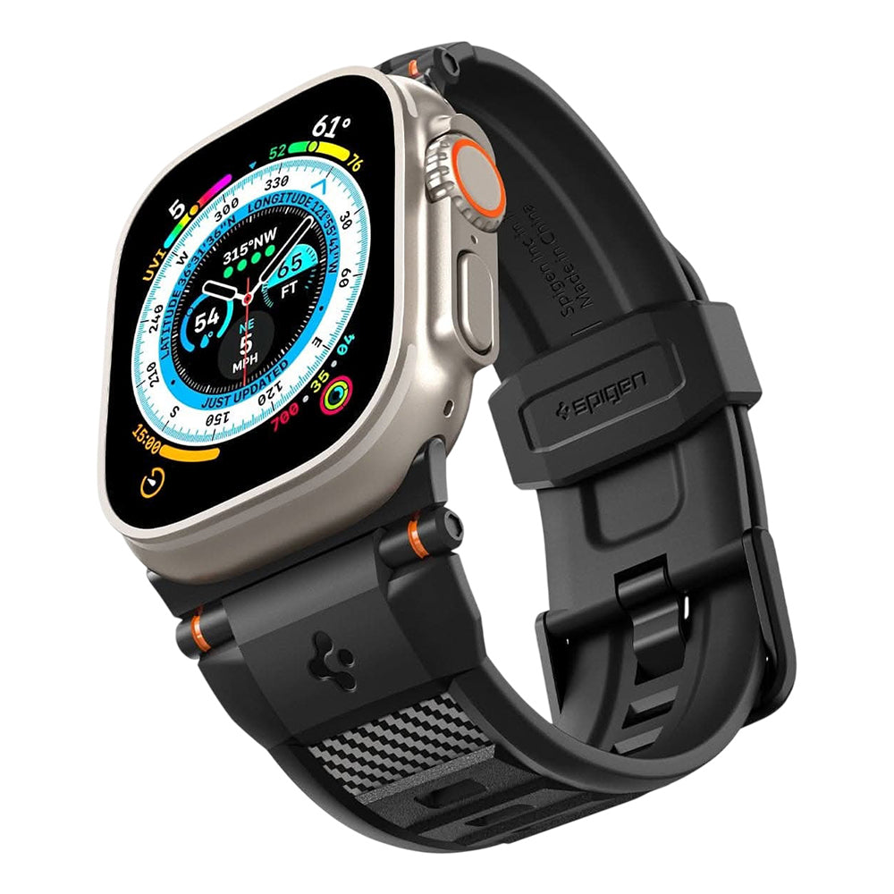 Bracelet Spigen Rugged pour Apple Watch Series 49 mm / 46 mm / 45 mm / 44 mm, noire AMP07105