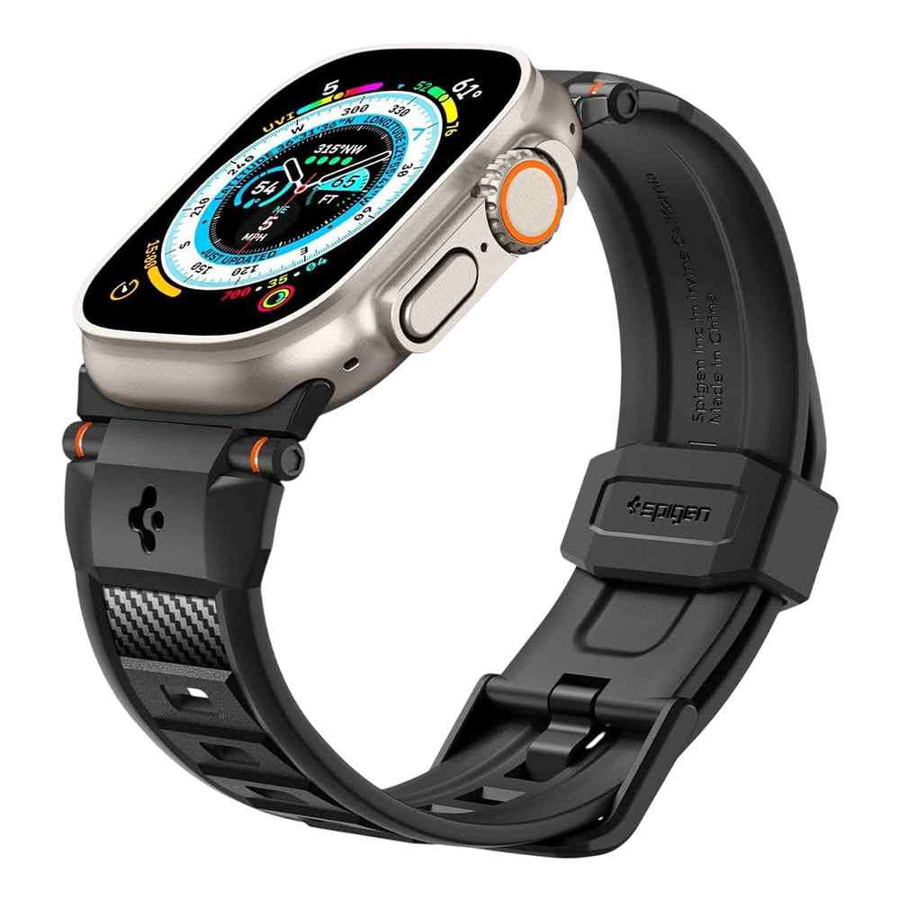 Bracelet Spigen Rugged pour Apple Watch Series 49 mm / 46 mm / 45 mm / 44 mm, noire AMP07105
