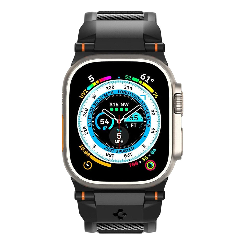 Bracelet Spigen Rugged pour Apple Watch Series 49 mm / 46 mm / 45 mm / 44 mm, noire AMP07105