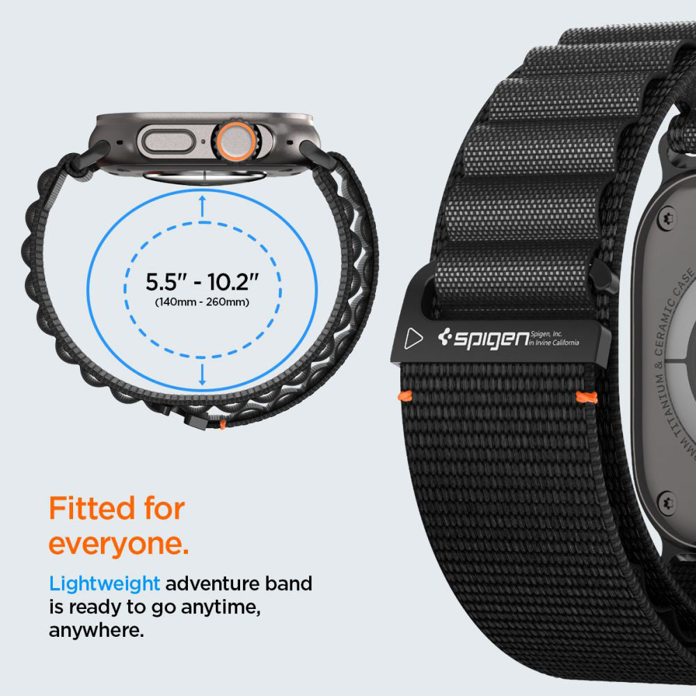Bracelet Spigen WBF1 pour Apple Watch 49mm / 46mm / 45mm / 44mm Series, Noir AMP10144