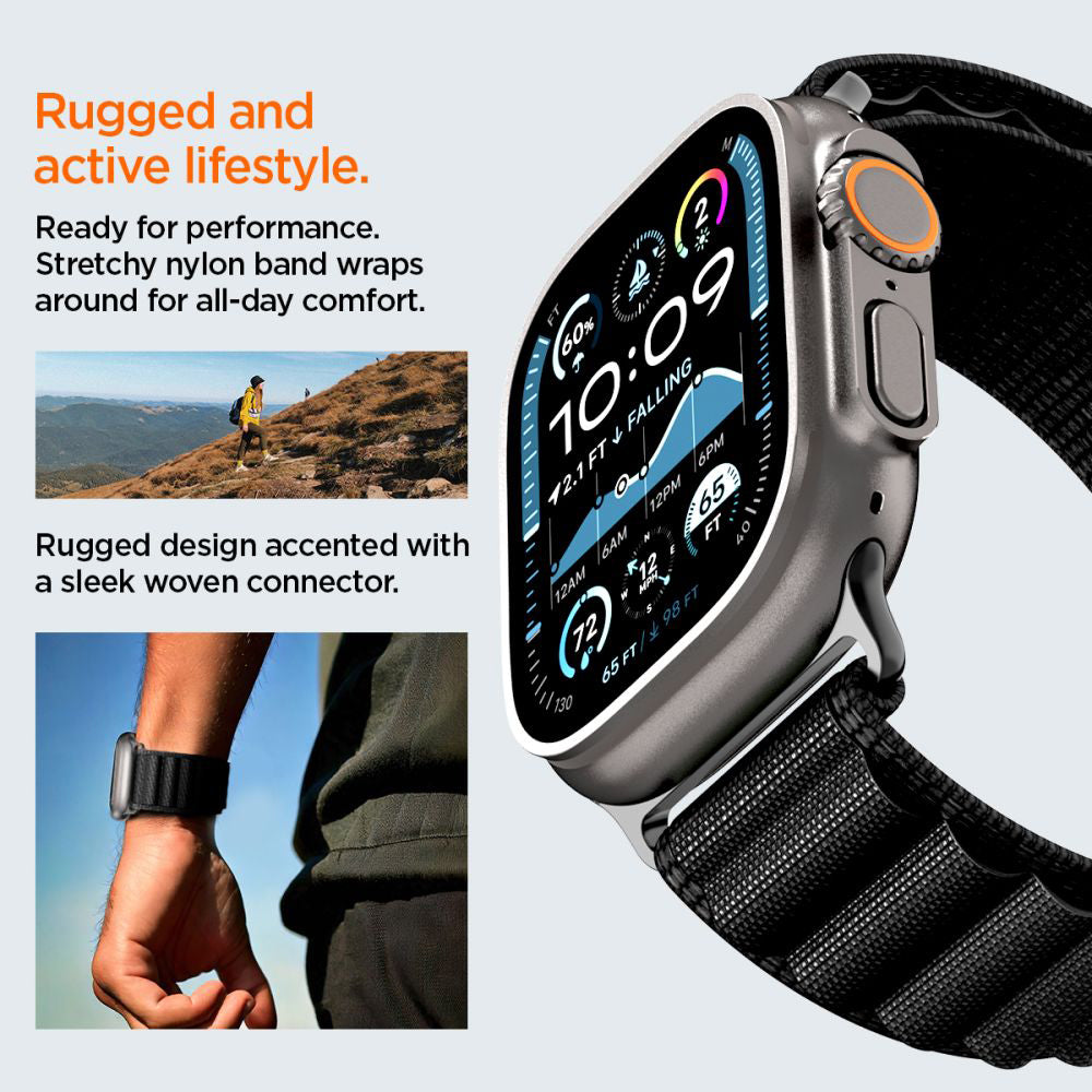 Bracelet Spigen WBF1 pour Apple Watch 49mm / 46mm / 45mm / 44mm Series, Noir AMP10144