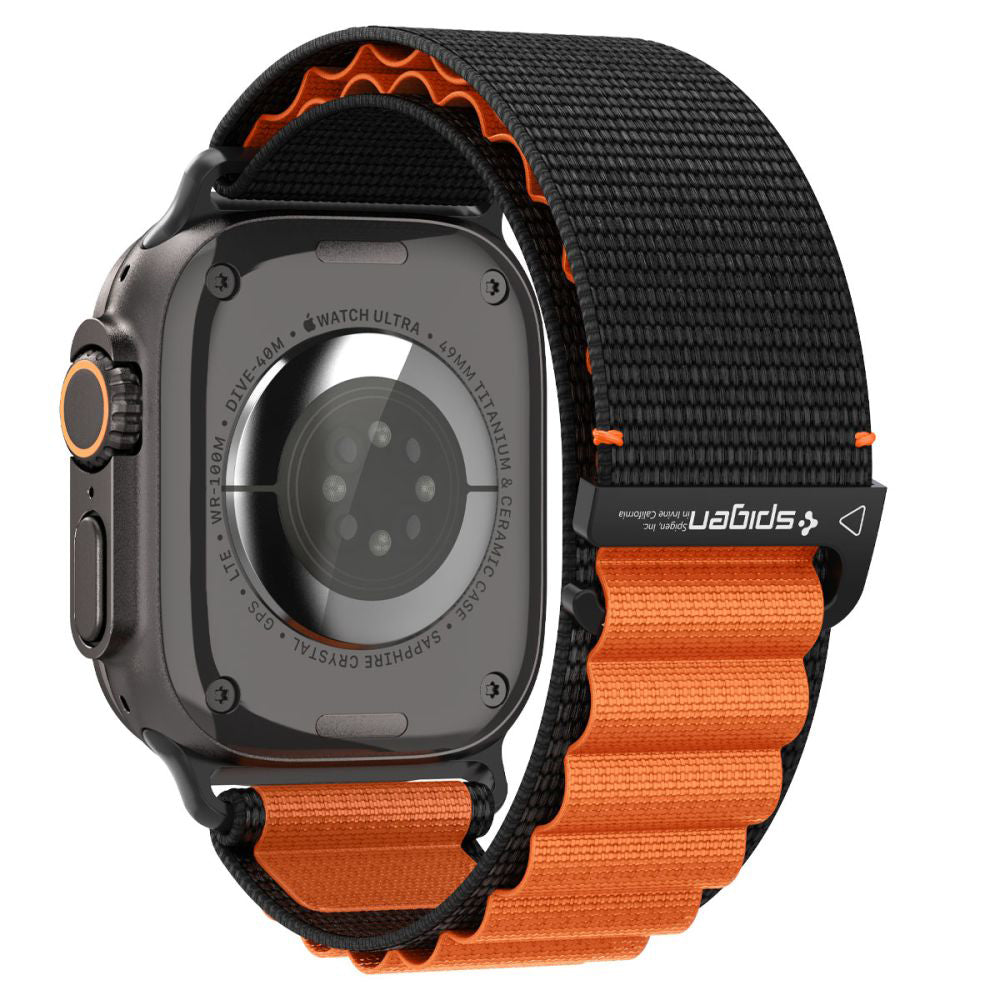 Bracelet Spigen WBF1 pour Apple Watch 49mm / 46mm / 45mm / 44mm Series, Noir Orange AMP10145