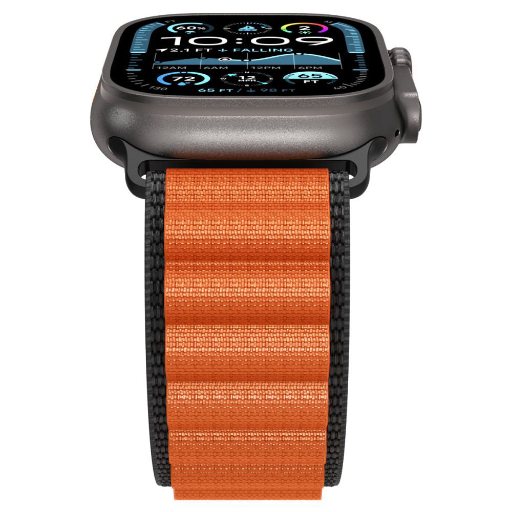 Bracelet Spigen WBF1 pour Apple Watch 49mm / 46mm / 45mm / 44mm Series, Noir Orange AMP10145