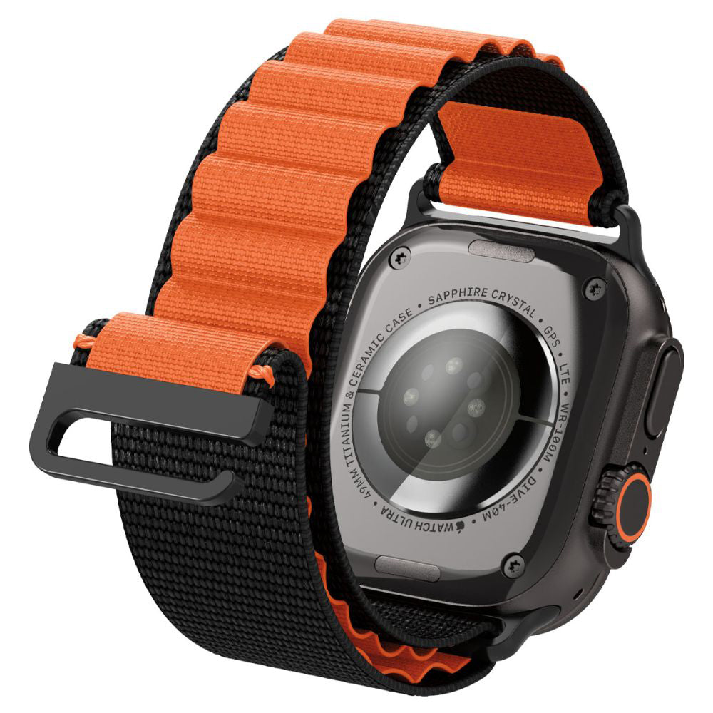 Bracelet Spigen WBF1 pour Apple Watch 49mm / 46mm / 45mm / 44mm Series, Noir Orange AMP10145