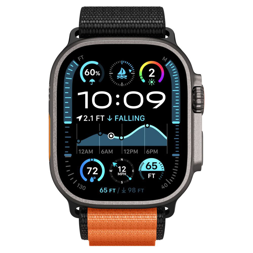 Bracelet Spigen WBF1 pour Apple Watch 49mm / 46mm / 45mm / 44mm Series, Noir Orange AMP10145