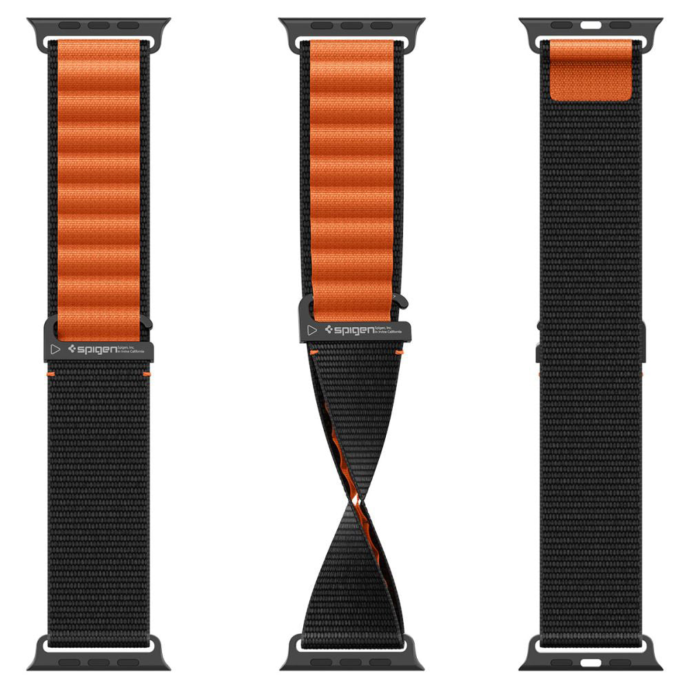 Bracelet Spigen WBF1 pour Apple Watch 49mm / 46mm / 45mm / 44mm Series, Noir Orange AMP10145