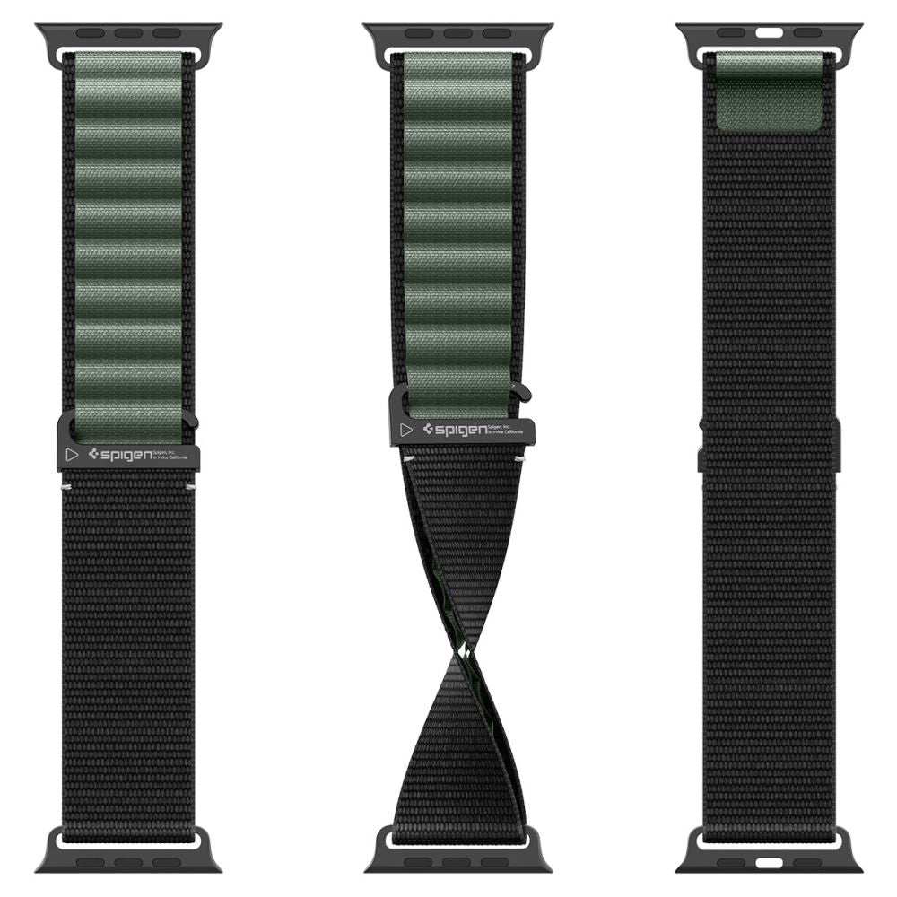 Spigen WBF1 Strap for Apple Watch 49mm / 46mm / 45mm / 44mm Series, Black Green AMP10223