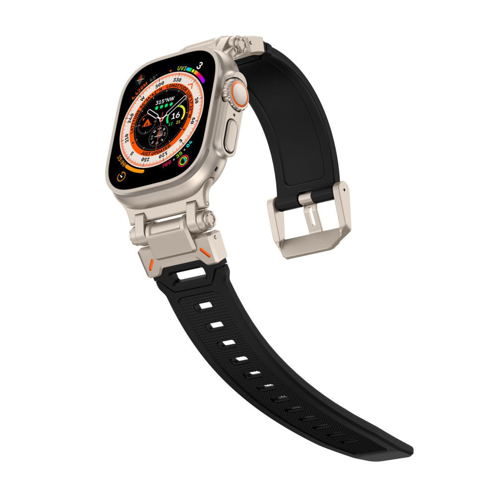 Bracelet Techsuit W064 pour Apple Watch 49mm / 46mm / 45mm / 44mm / 42mm Series, Noir Argenté