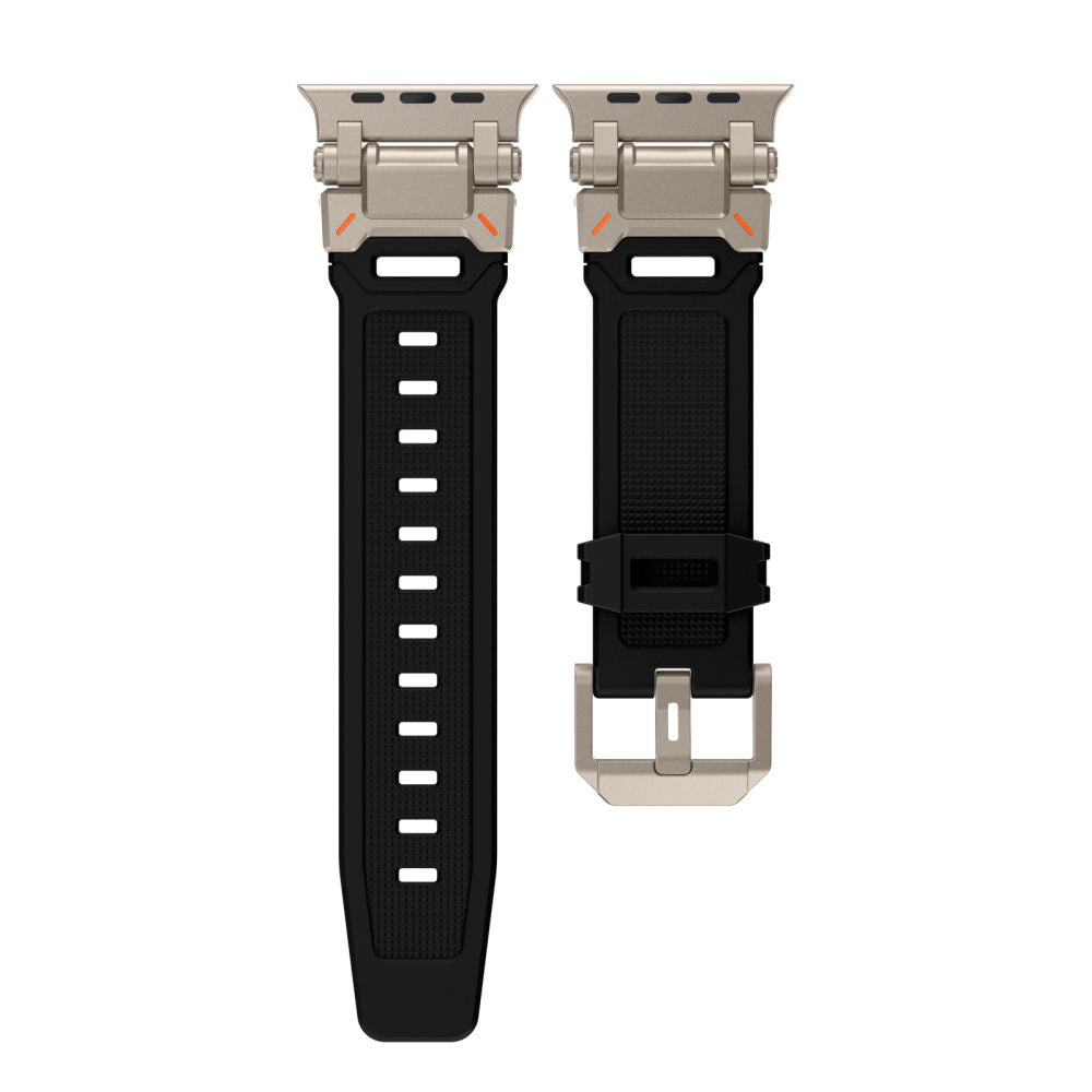 Bracelet Techsuit W064 pour Apple Watch 49mm / 46mm / 45mm / 44mm / 42mm Series, Noir Argenté