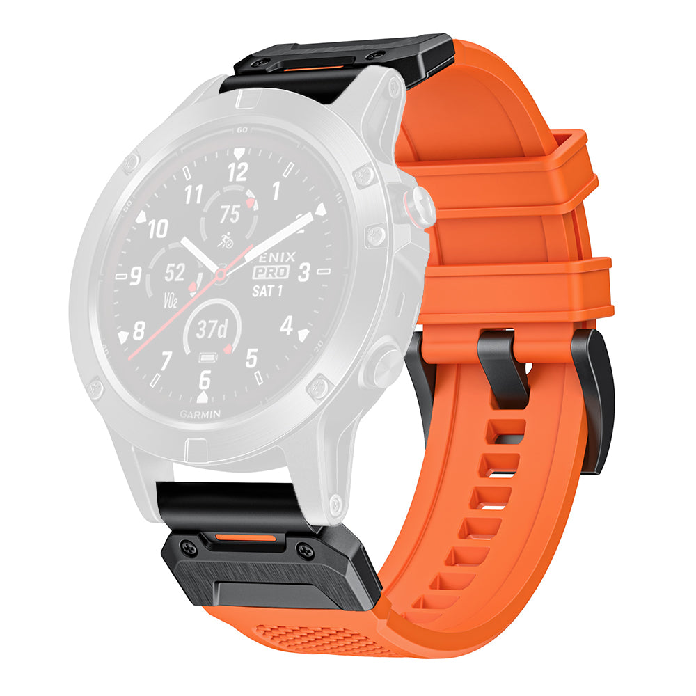 Bracelet Techsuit W068 pour Garmin Watch Fenix / Forerunner / Approach Series, 22mm, Orange Noir