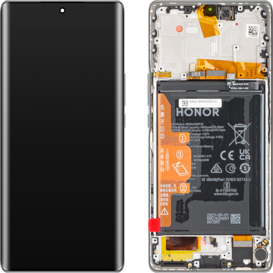 Écran tactile Écran tactile Honor Magic5 Lite, avec cadre et batterie, argent titane, Service Pack 0235AEMY