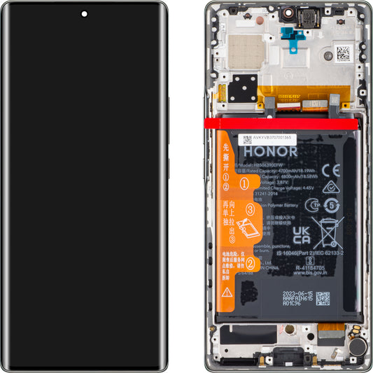 Écran tactile Honor 70, avec cadre et batterie, noir minuit, Service Pack 0235ACMF