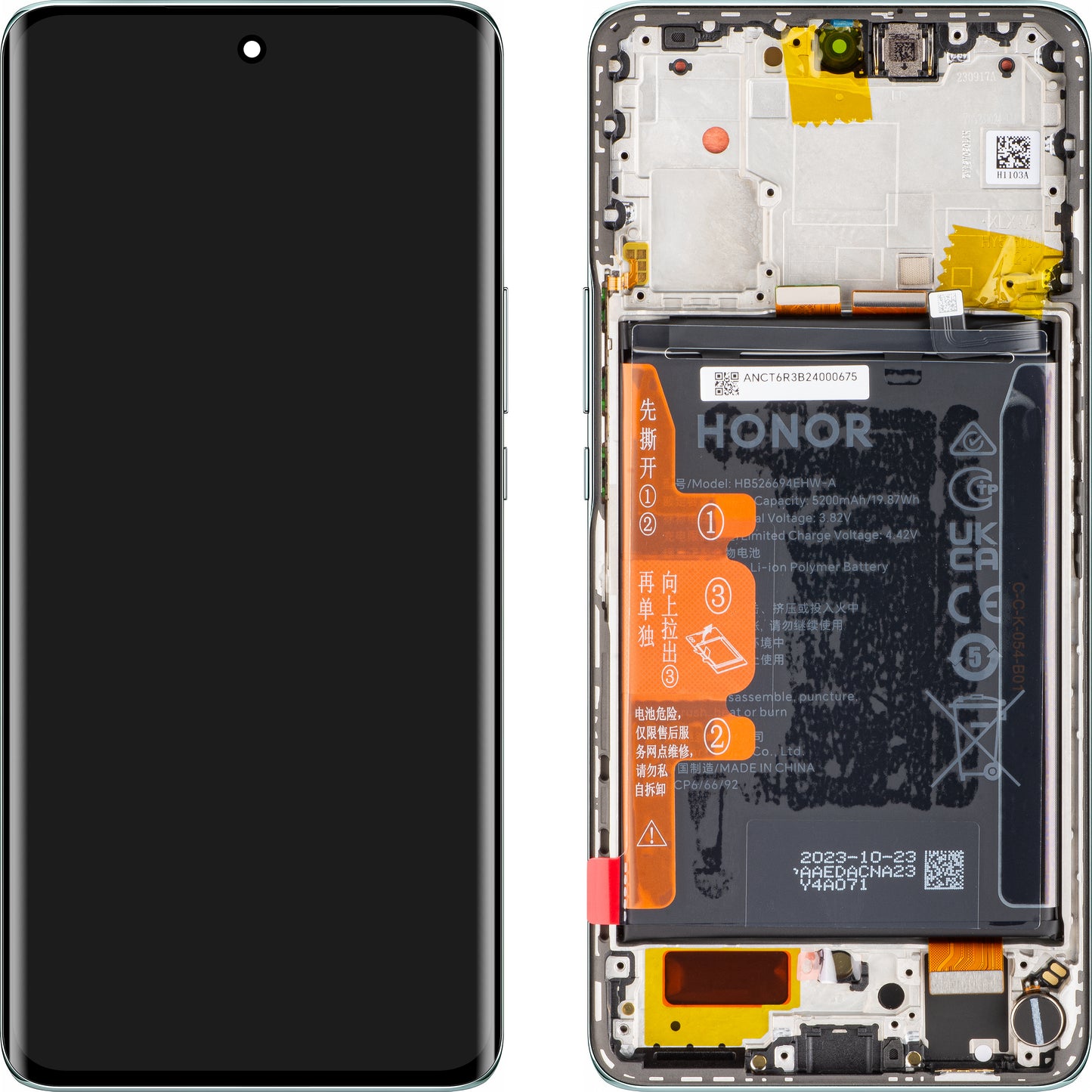Écran tactile Écran tactile Honor Magic6 Lite, avec cadre et batterie, vert émeraude, Service Pack 0235AHHQ