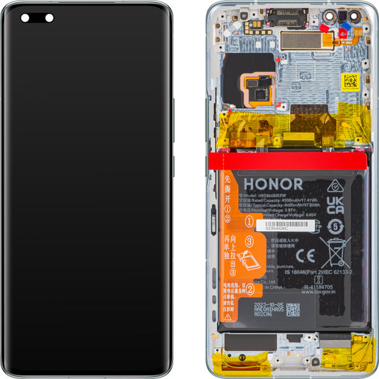 Ecran tactile avec écran tactile Honor Magic4 Pro, avec cadre et batterie, Turquoise, Service Pack 0235AGXC