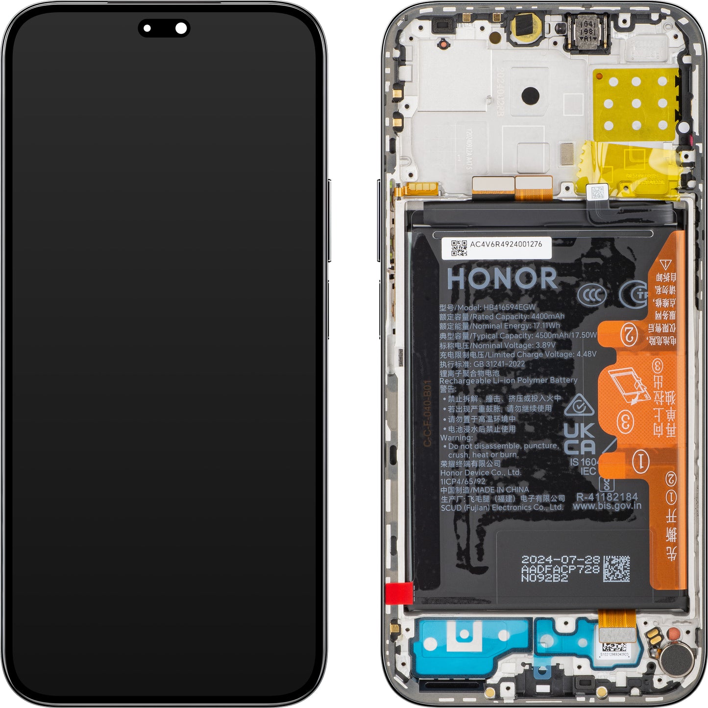 Écran tactile Honor 200 Lite, avec cadre, noir minuit, Service Pack 0235ALPR