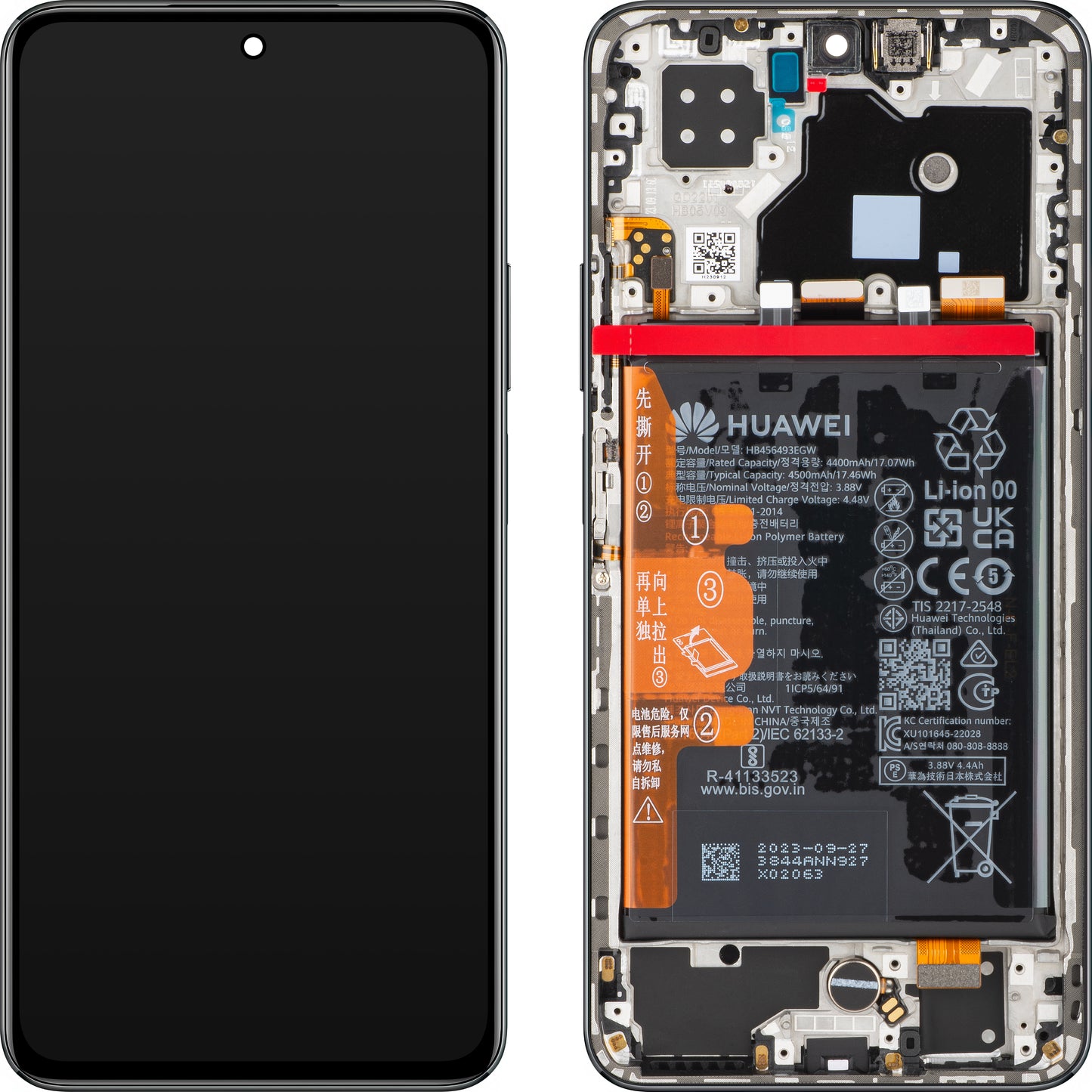 Display with Touchscreen Huawei nova 10 SE, with Frame and Battery, Starry Black, Service Pack 02355FAM