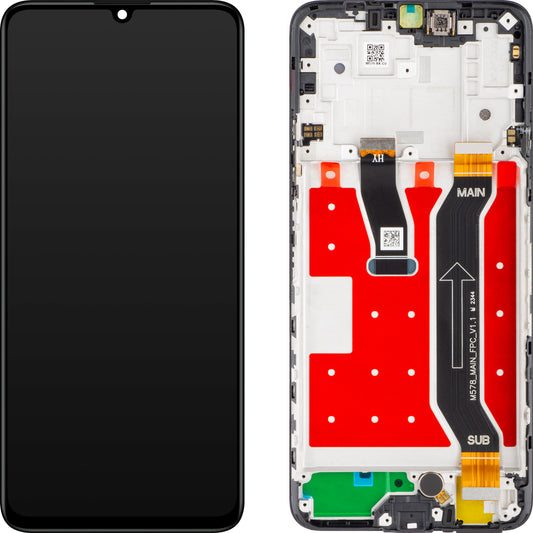 Ecran tactile Huawei nova Y72, avec cadre, noir, Service Pack 02356ACK