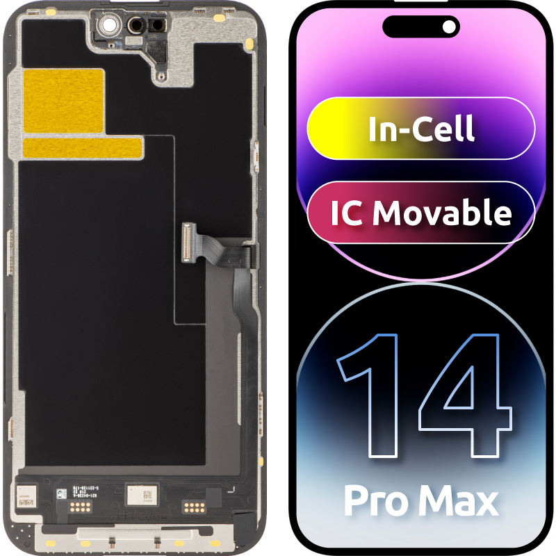Écran tactile JK pour Apple iPhone 14 Pro Max, avec cadre, Version LCD In-Cell IC Movable, Noir