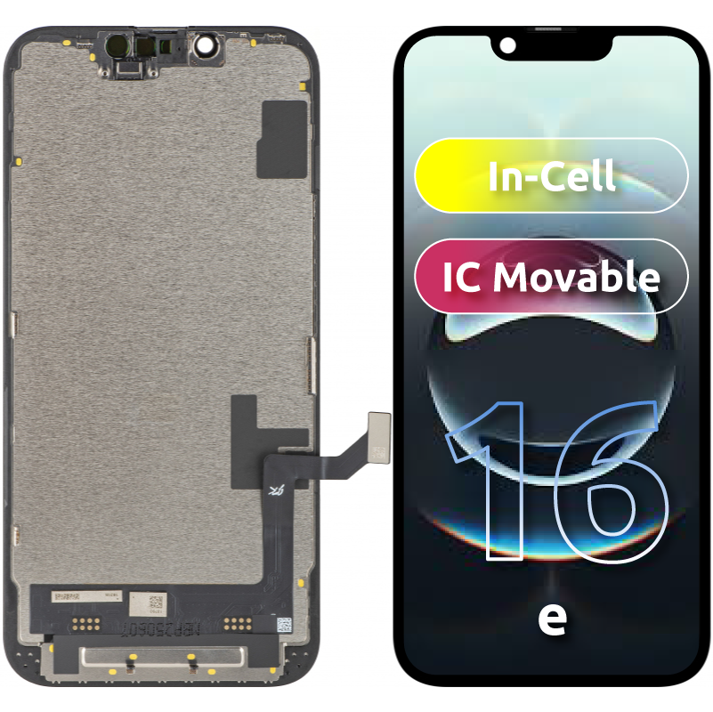 Écran tactile JK pour Apple iPhone 17e / 16e, avec cadre, version LCD In-Cell IC mobile, noir