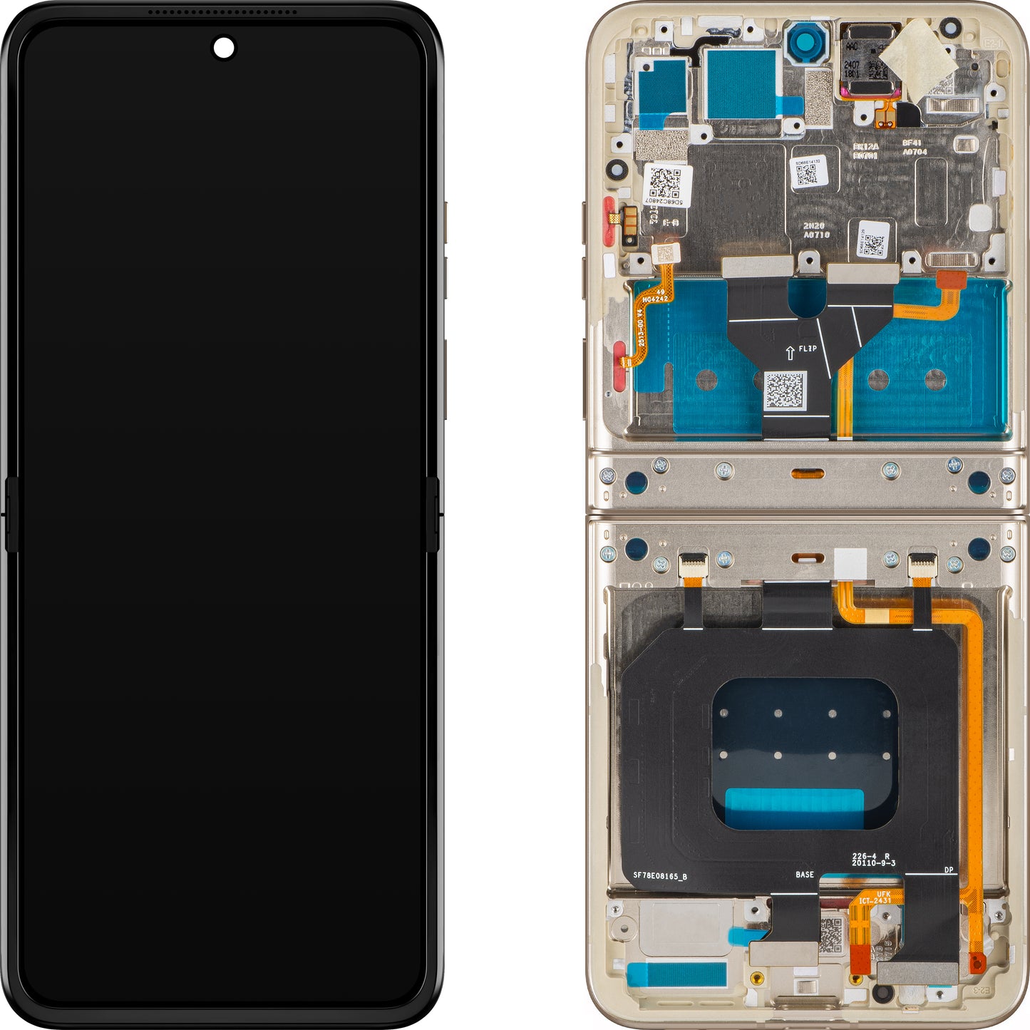 Écran tactile Motorola Razr 2024 / Razr 50, avec cadre, sous Inner, Crème (Pierre Ponce), Pack de service 5D68C24807