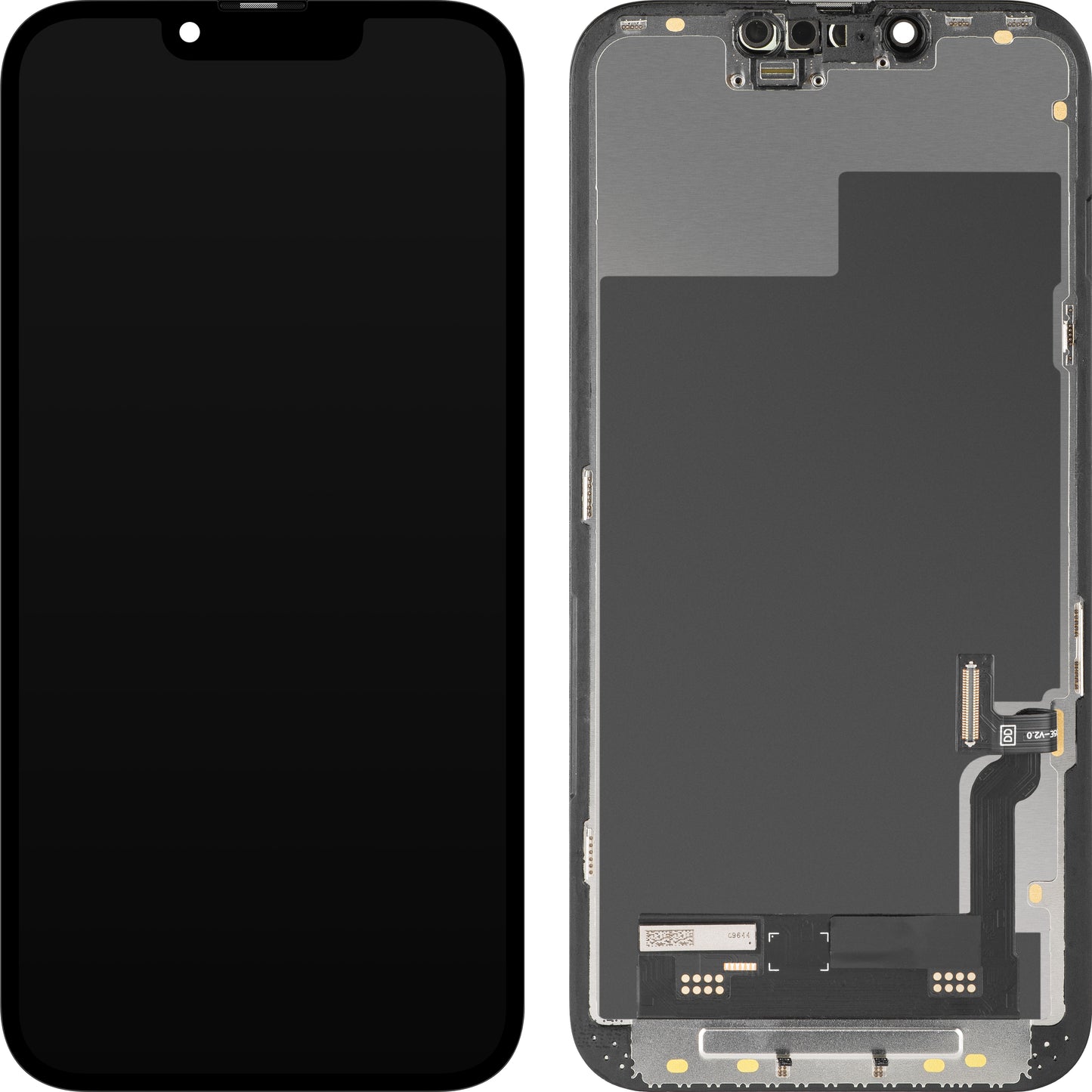 Écran tactile MP compatible avec Apple iPhone 13, avec cadre, version Soft OLED IC Movable FHD, Noir