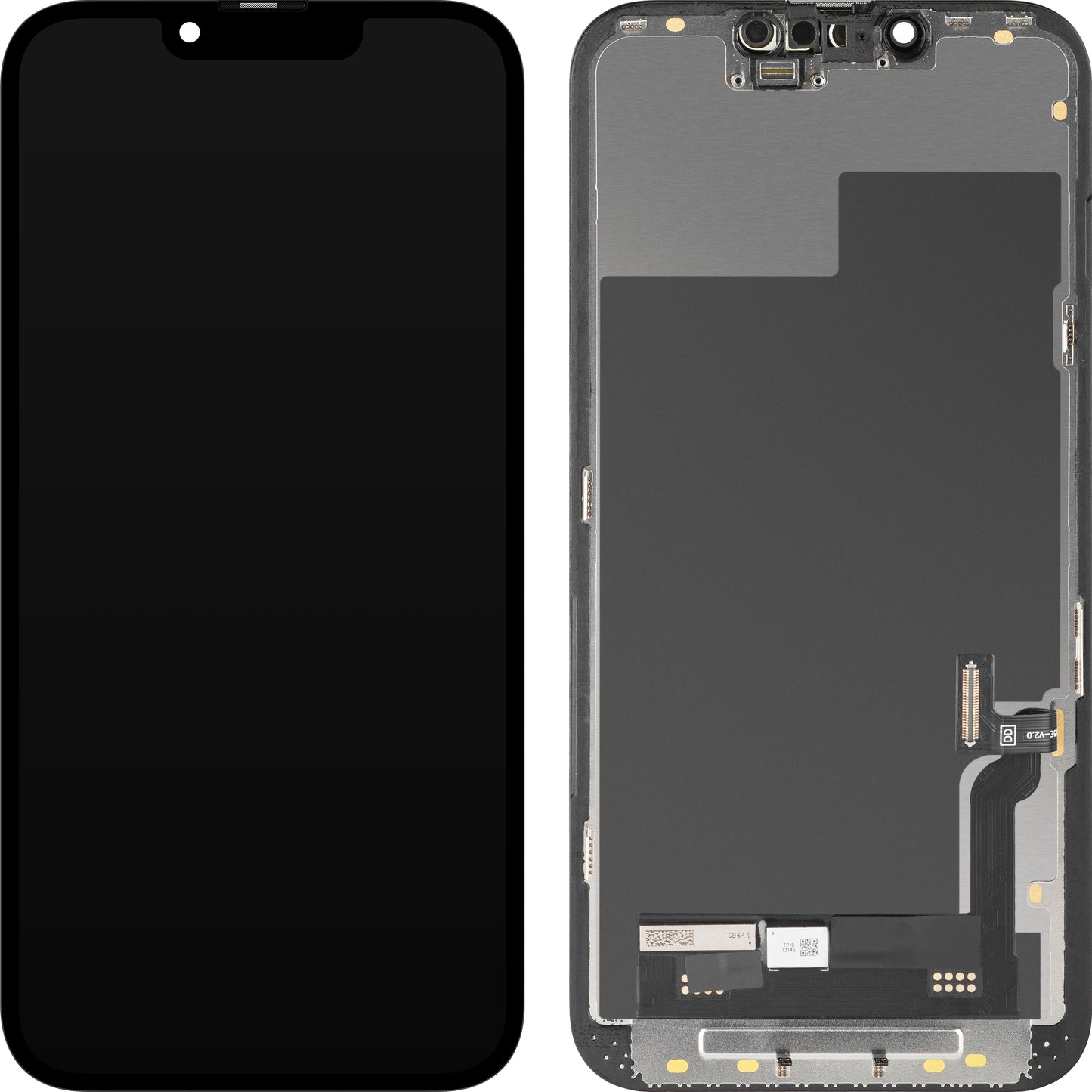 Écran avec Touchscreen MP compatible avec Apple iPhone 13, avec Cadre, Version Soft OLED FHD Diagnostic, Noir