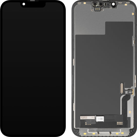 Écran avec Touchscreen MP compatible avec Apple iPhone 13, avec Cadre, Version Soft OLED FHD Diagnostic, Noir