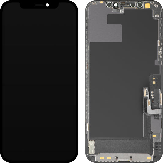 Écran tactile MP compatible avec Apple iPhone 12 / 12 Pro, avec cadre, Version Soft OLED IC Movable FHD, Noir