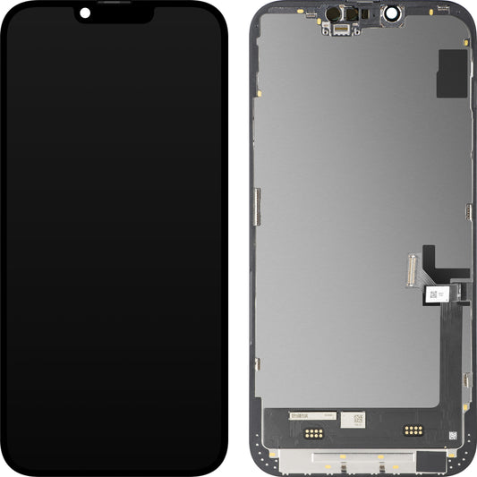 Écran avec écran tactile MP compatible avec Apple iPhone 14 Plus, avec cadre, Version Soft OLED FHD Diagnostic, Noir