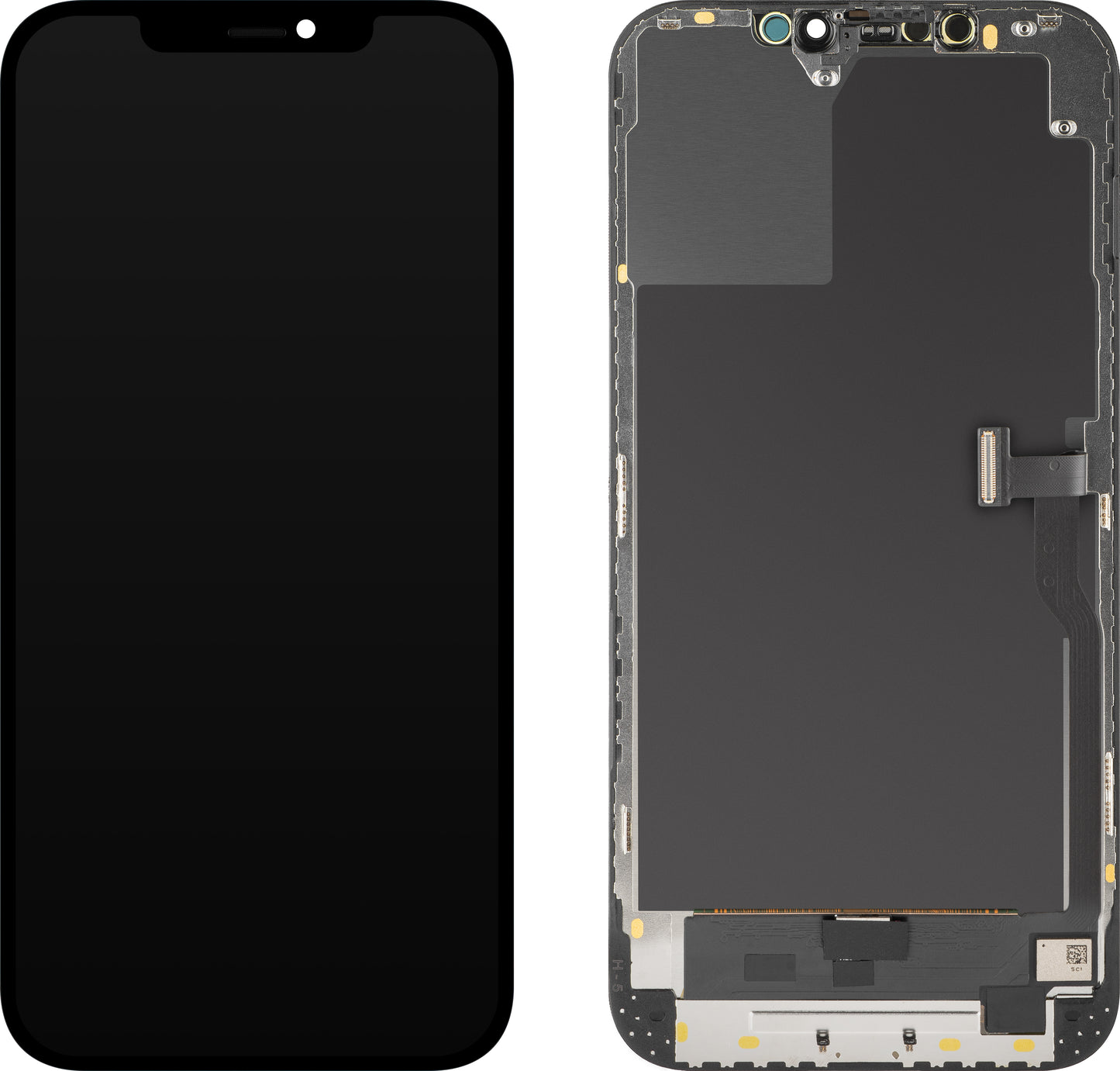 Écran avec écran tactile MP compatible avec Apple iPhone 12 Pro Max, avec cadre, Version OLED Diagnostic, Noir