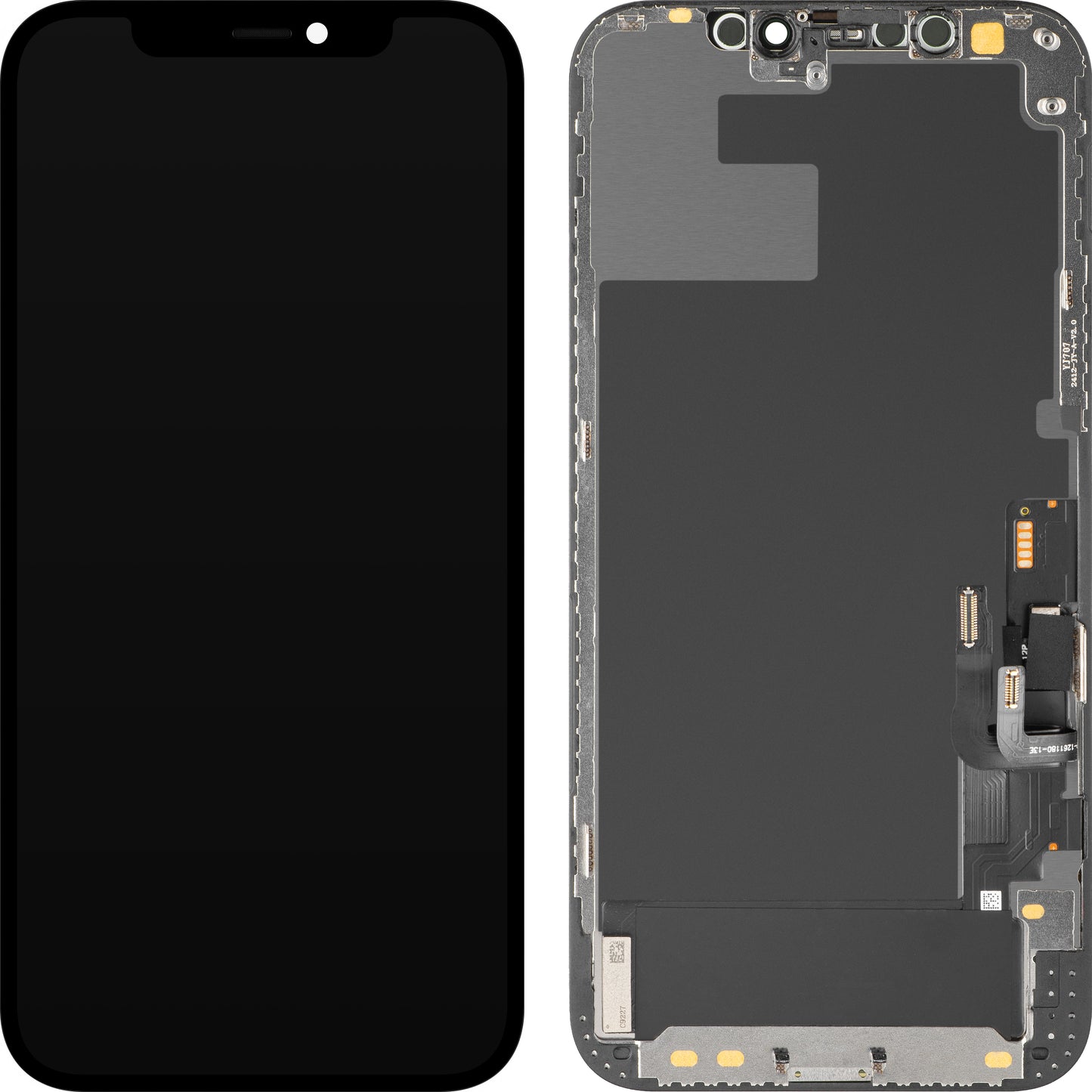 Écran avec écran tactile MP compatible avec Apple iPhone 12 / 12 Pro, avec cadre, Version OLED Diagnostic, Noir
