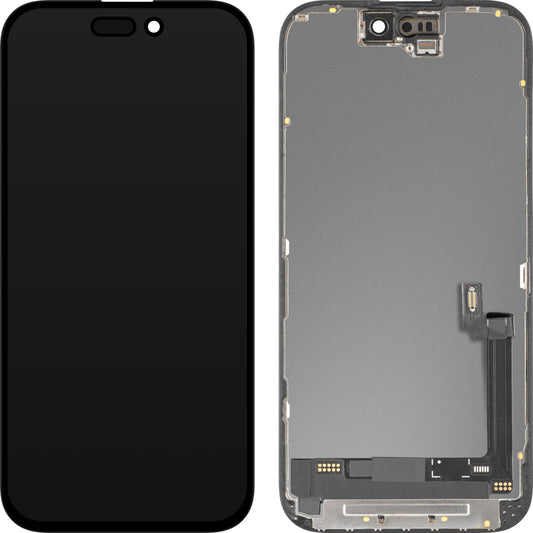 Écran tactile MP compatible avec Apple iPhone 16, avec cadre, Version OLED IC Movable, Noir