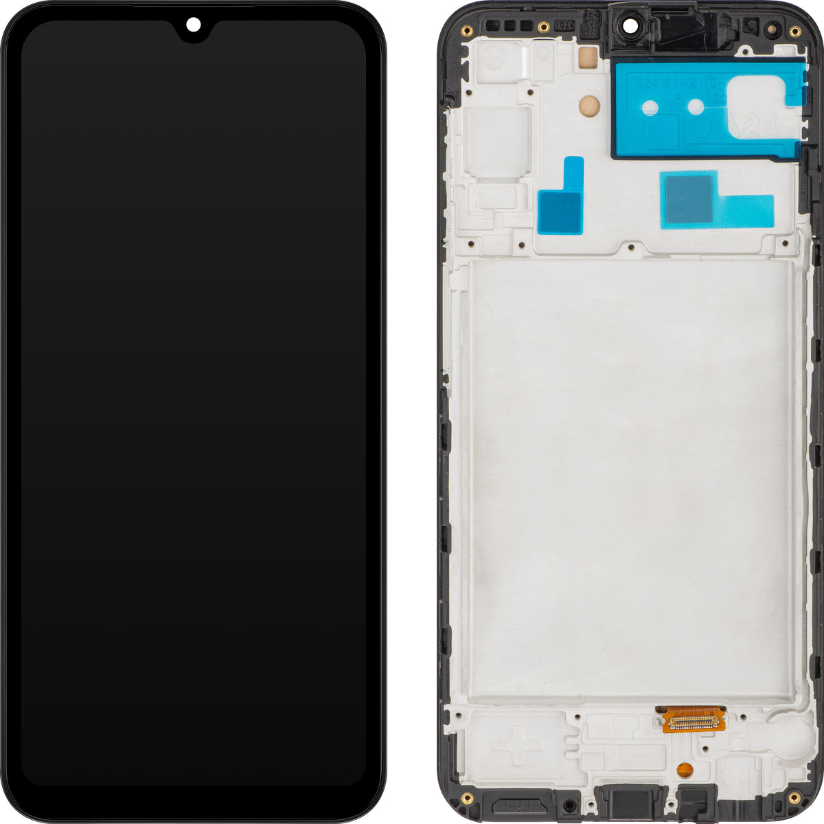Écran tactile MP compatible avec Samsung Galaxy A24 4G A245, avec cadre, noir, reconditionné.