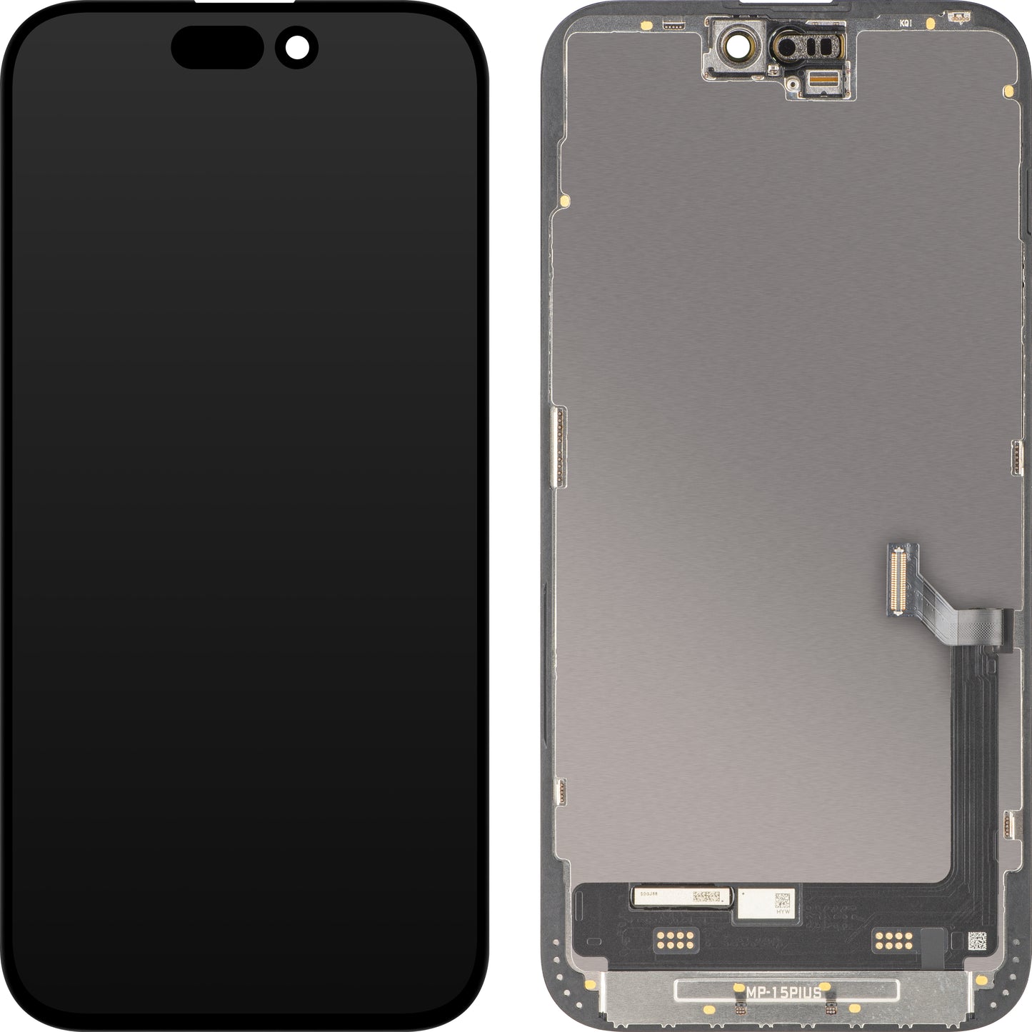MP Touchscreen Display compatible with Apple iPhone 15 Plus, with Frame, Premium Soft OLED FHD 120Hz Version, Black