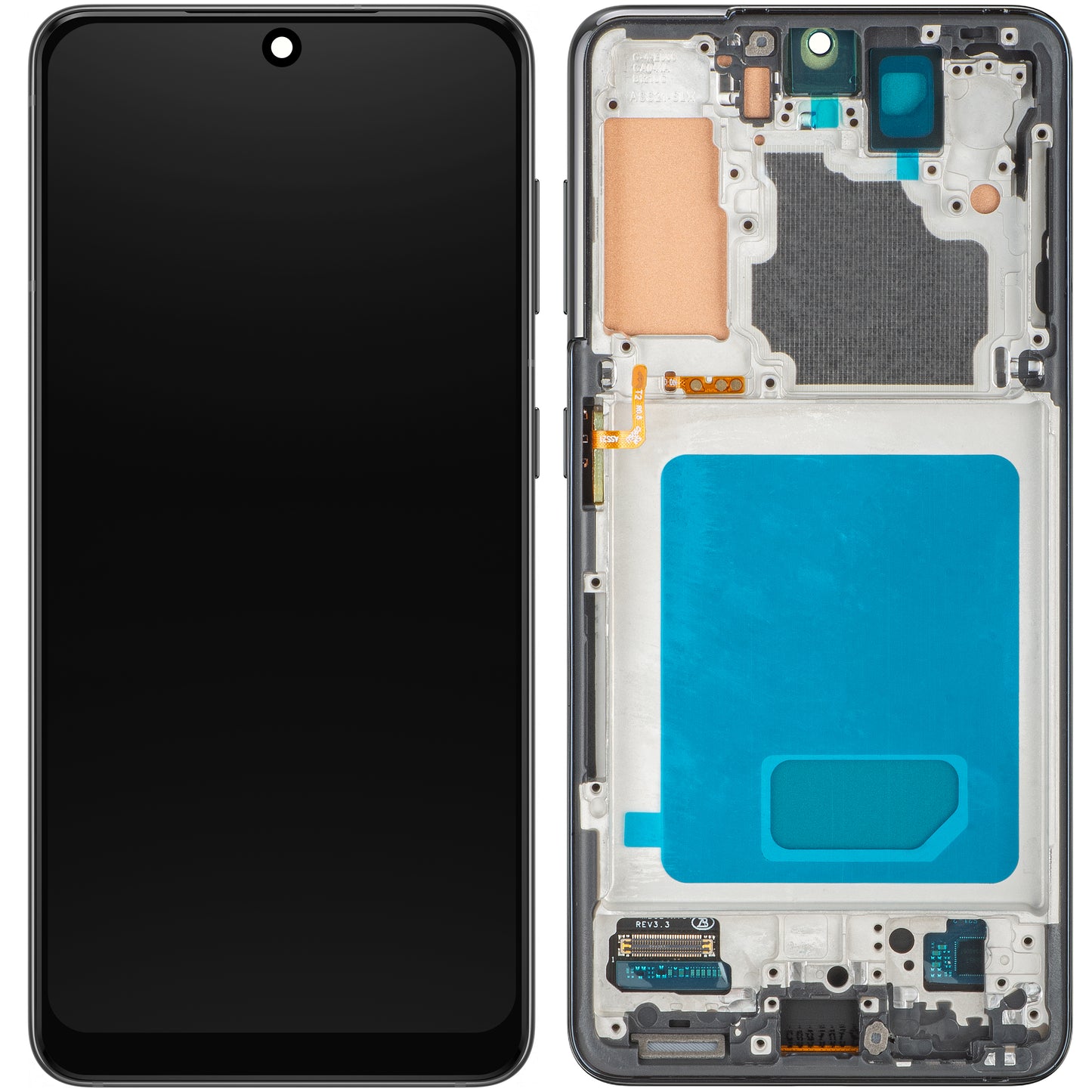 Écran tactile MP compatible avec Samsung Galaxy S21 5G G991, avec cadre, noir