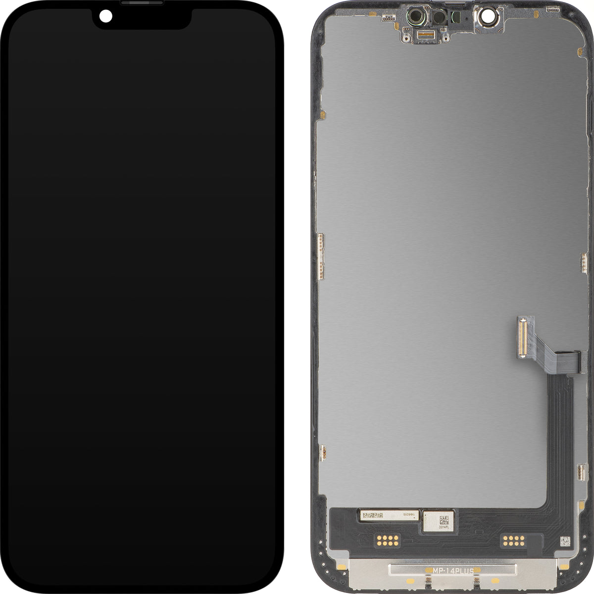 Écran avec écran tactile MP compatible avec Apple iPhone 14 Plus, avec cadre, version Premium Soft OLED FHD 120Hz Diagnostic, noir