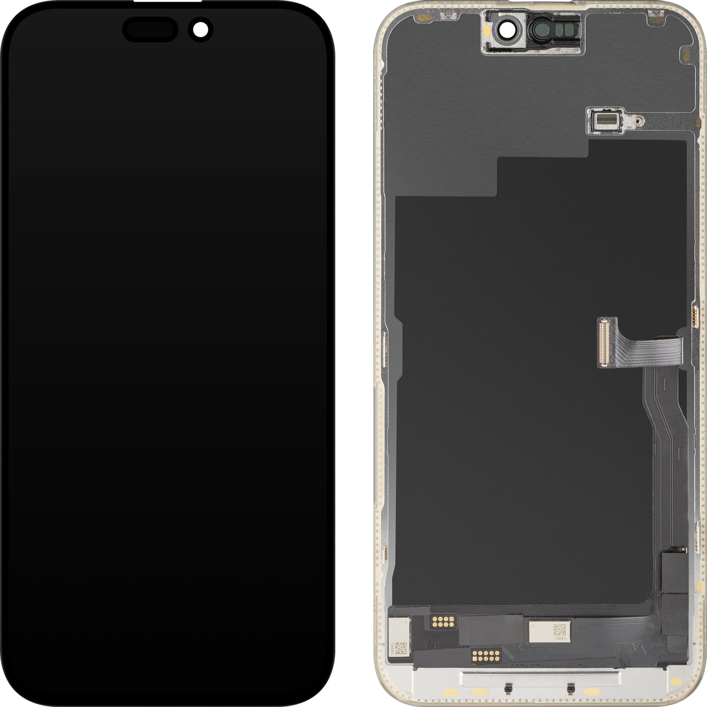 Écran tactile MP compatible avec Apple iPhone 15 Pro Max, avec cadre, version OLED FHD Diagnostic, noir, reconditionné