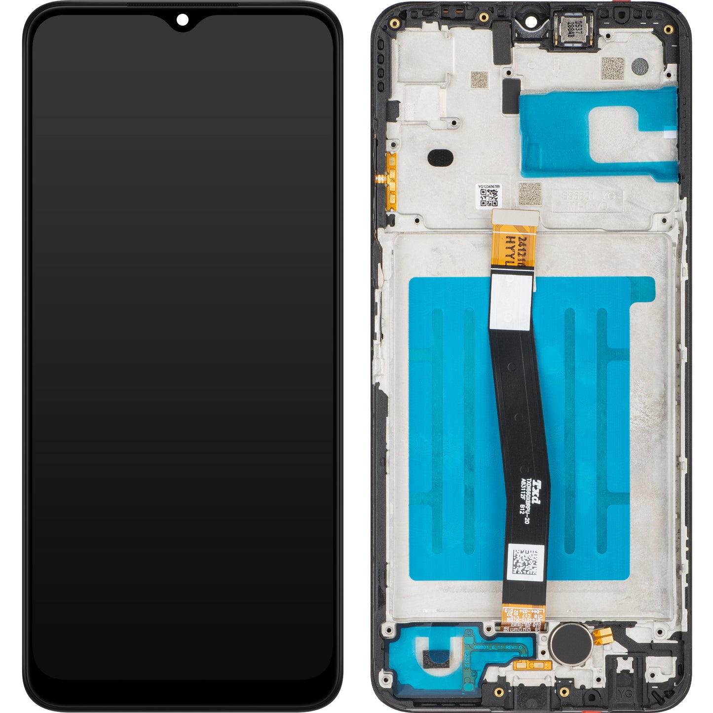 Ecran tactile MP compatible avec Samsung Galaxy A22 5G A226, avec cadre, noir