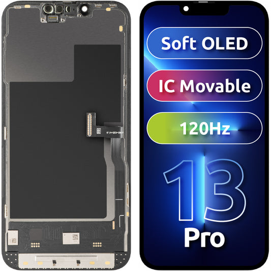 Écran tactile MP compatible avec Apple iPhone 13 Pro, avec cadre, Version Soft OLED IC Movable 120Hz FHD, Noir
