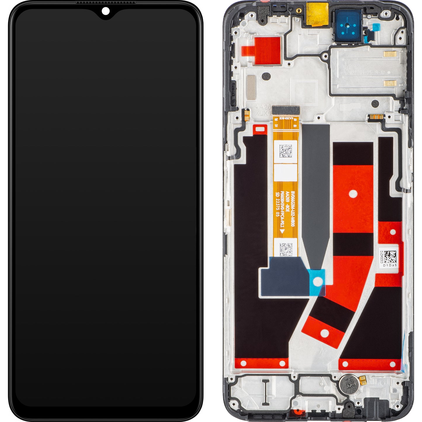 Écran tactile Oppo A77 5G, avec cadre, noir, Service Pack 4130192