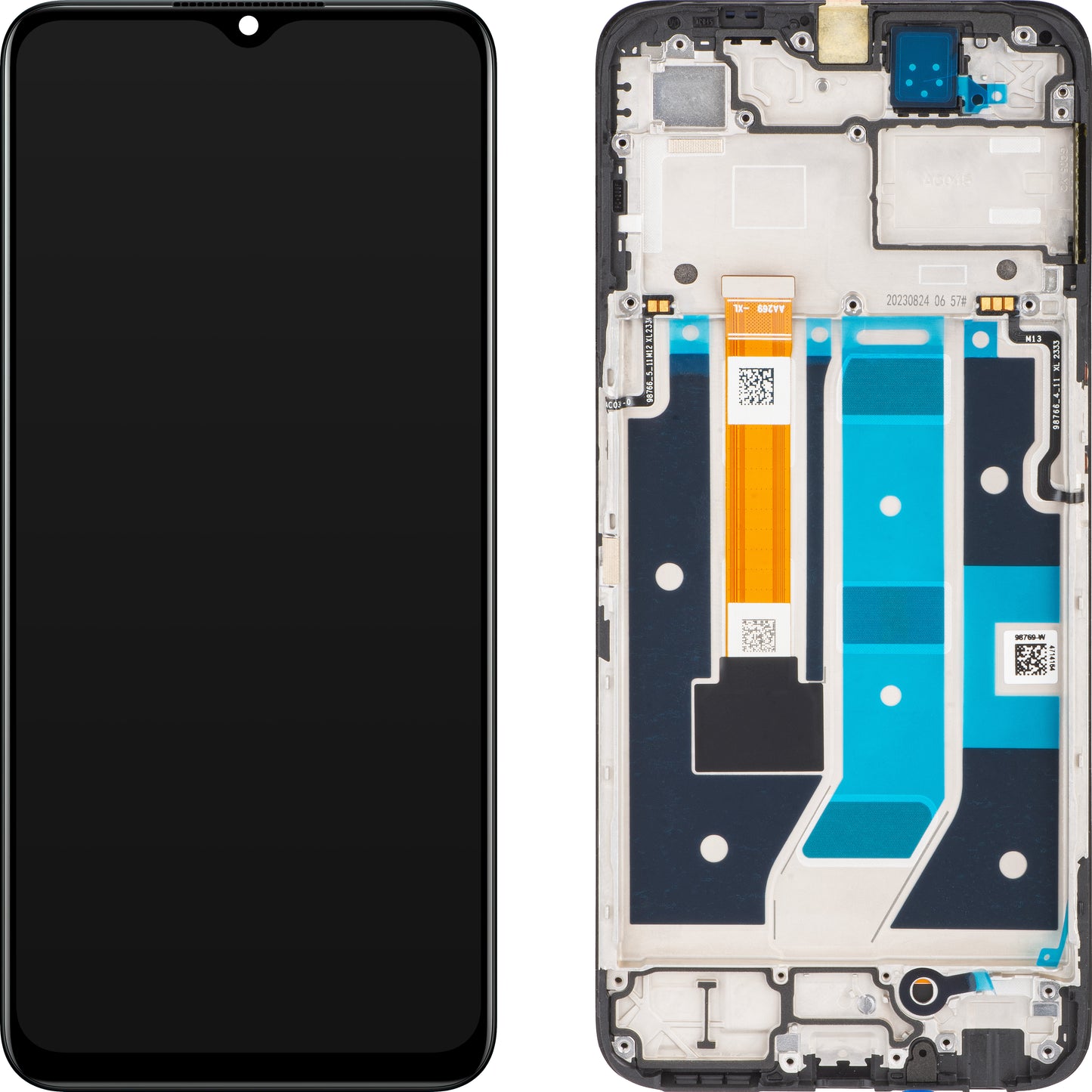 Écran tactile Oppo A78 5G, avec cadre, noir, Service Pack 4130428