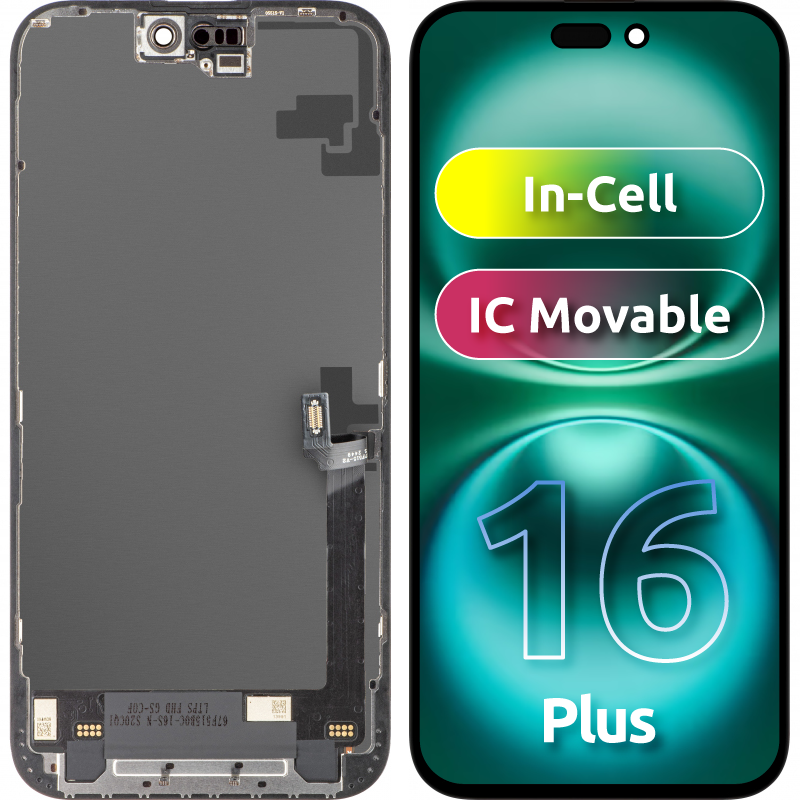 Écran avec Touchscreen ZY pour Apple iPhone 16 Plus, avec Cadre, Version LCD In-Cell IC Movable, Noir