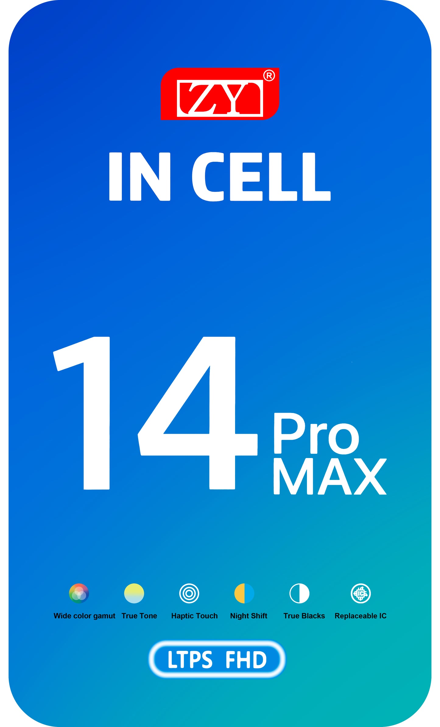 Écran tactile ZY pour Apple iPhone 14 Pro Max, avec cadre, version LCD In-Cell IC mobile, noir