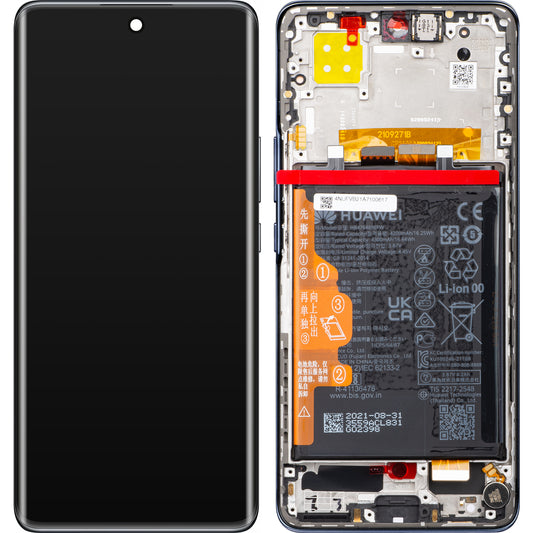 Écran tactile Huawei nova 9, avec cadre et batterie, noir, Service Pack 02354NUJ