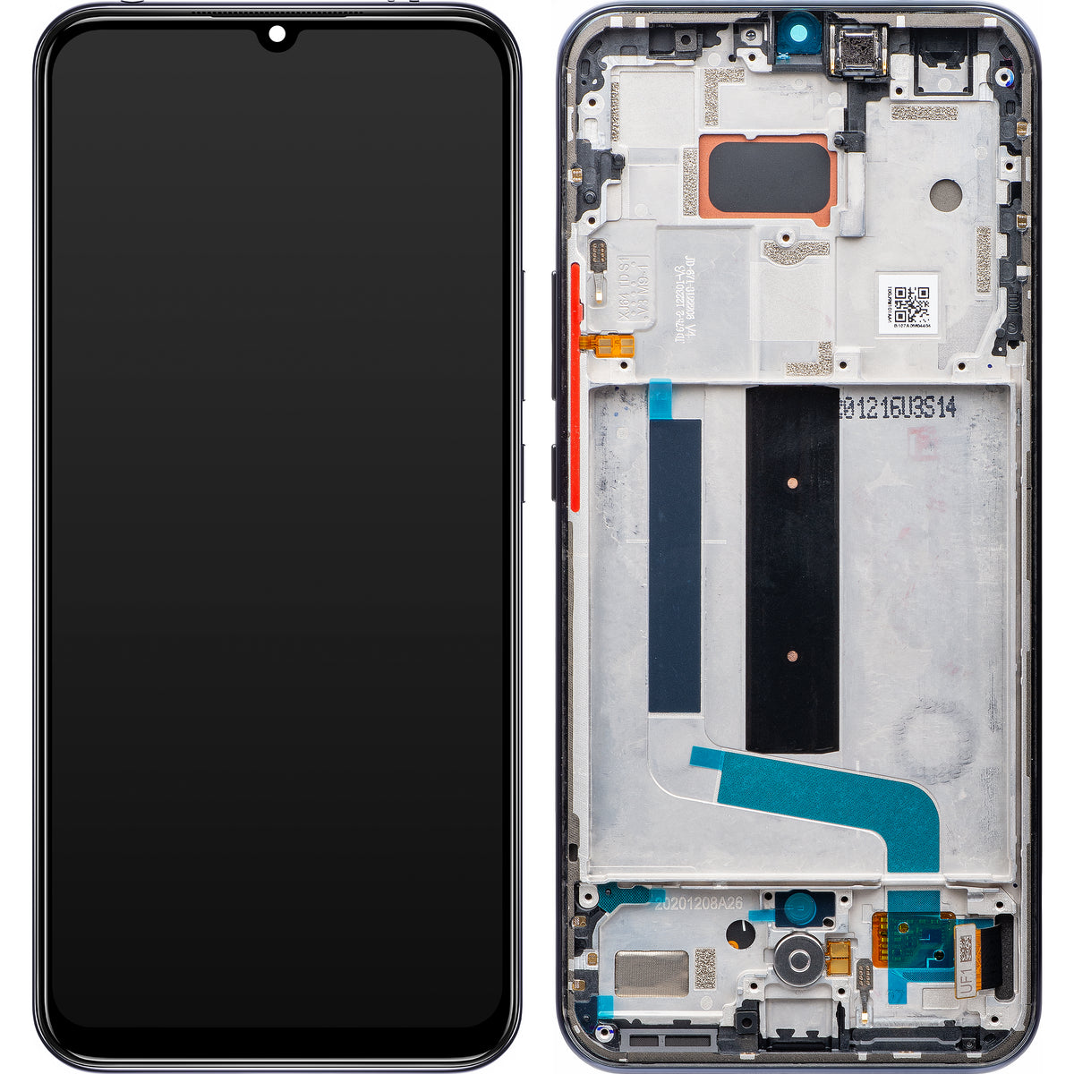 Écran avec écran tactile Xiaomi Mi 10 Lite 5G, avec cadre, gris, pack de service 56000400J900