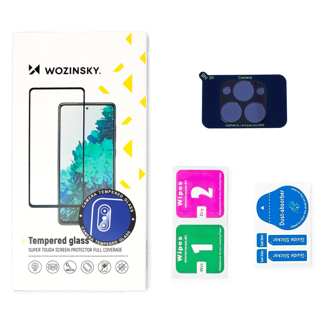 Film de protection pour caméra arrière WZK pour Apple iPhone 15, Verre trempé, Noir