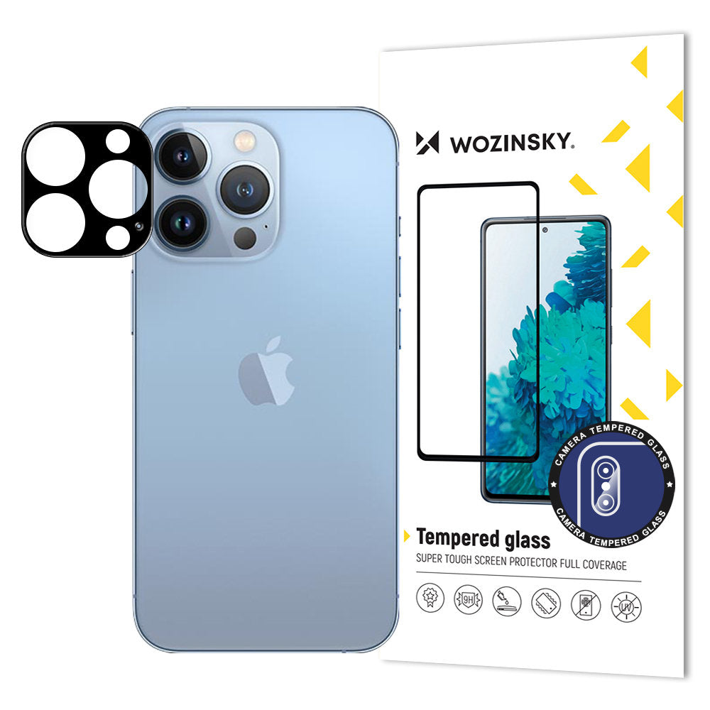 Film de protection pour caméra arrière WZK pour Apple iPhone 15 Pro Max, Verre Trempé, Noir
